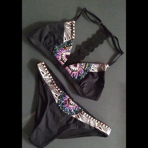 Super Sexy Embroidered Bohemian Design 2piece Bikini Set